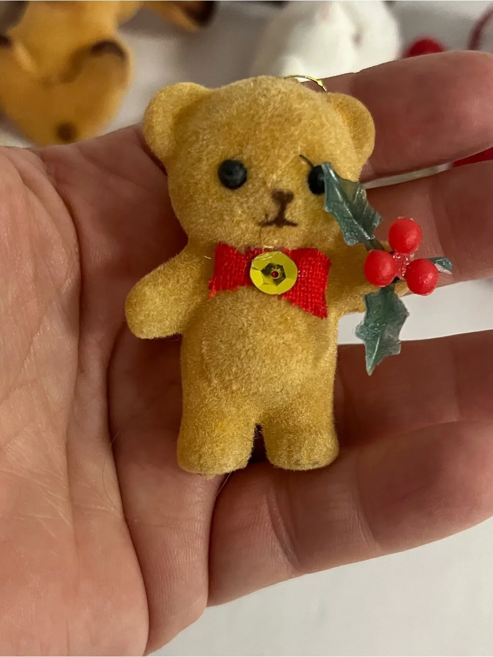 7 vintage flocked ornaments